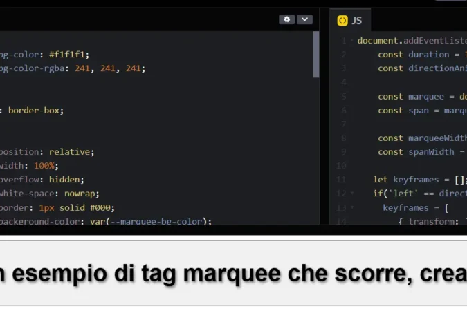 Come replicare il comportamento del tag HTML ‘marquee’ con HTML, CSS e Vanilla JavaScript